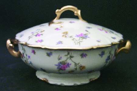 Violets Round Covered Vegetable