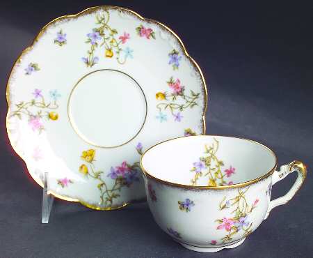 Violets Footed Cup & Saucer Set