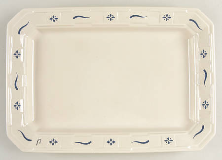 Woven Traditions Classic Blue 17" Rectangular Serving Platter