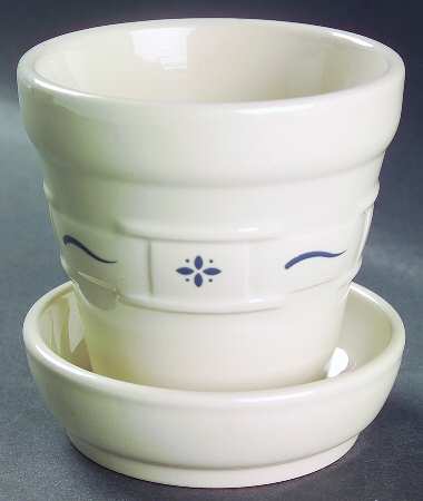 Woven Traditions Classic Blue 4" Flower Pot with Underplate