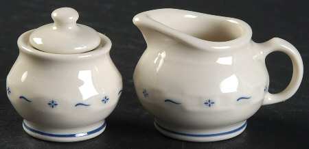 Woven Traditions Classic Blue Miniature Creamer and Sugar with Lid Set