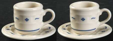 Woven Traditions Classic Blue Miniature Cup & Saucer Set - Set of 2