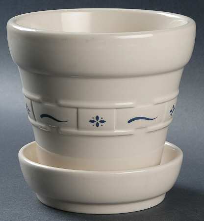 Woven Traditions Classic Blue 6" Flower Pot & Underplate