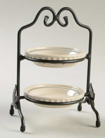 Woven Traditions Classic Blue Set of 2 Miniature Serving Pie Plate W/Metal Stand
