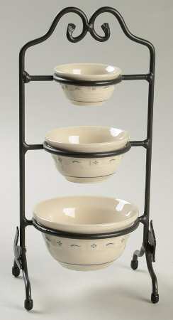 Woven Traditions Classic Blue (Set of 3) Miniature Mixing Bowls with Metal Stand