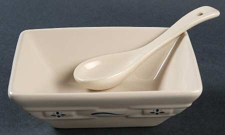 Woven Traditions Classic Blue 5" Square Tasting Bowl & Ceramic Spoon