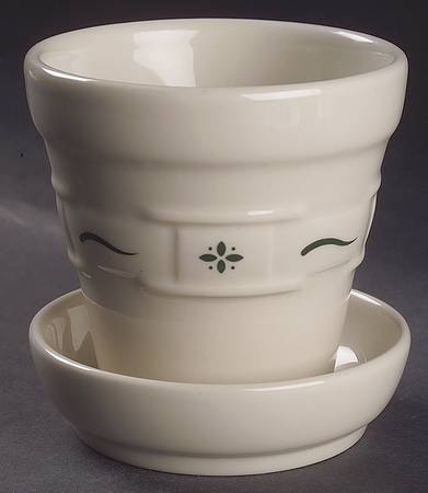 Woven Traditions Heritage Green 4" Flower Pot with Underplate