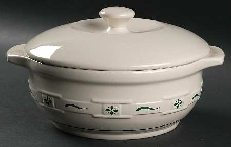 Woven Traditions Heritage Green 3 Quart Round Covered Casserole