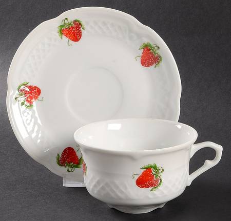Strawberry Flat Cup & Saucer Set