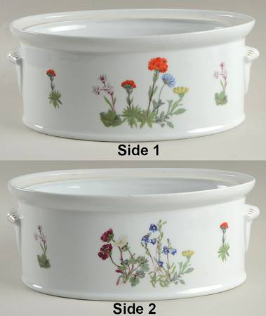 Wild Flower 3 Qt Oval Covered Casserole No Lid
