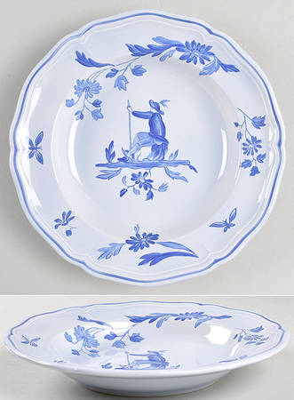 Blue Moustiers Rim Soup Bowl