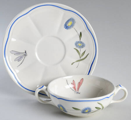 Libellule Flat Cream Soup Bowl & Saucer Set