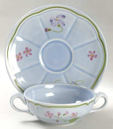 Mon Jardin Flat Cream Soup Bowl & Saucer Set