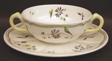 Moustiers Flat Cream Soup Bowl & Saucer Set