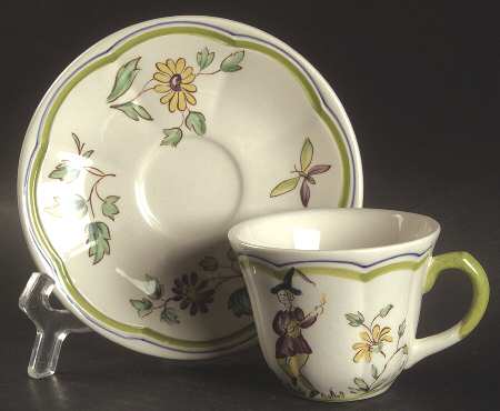 Moustiers Flat Demitasse Cup & Saucer Set