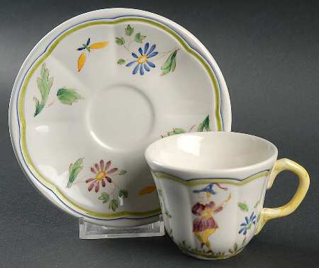 Moustiers Flat Demitasse Cup & Saucer Set