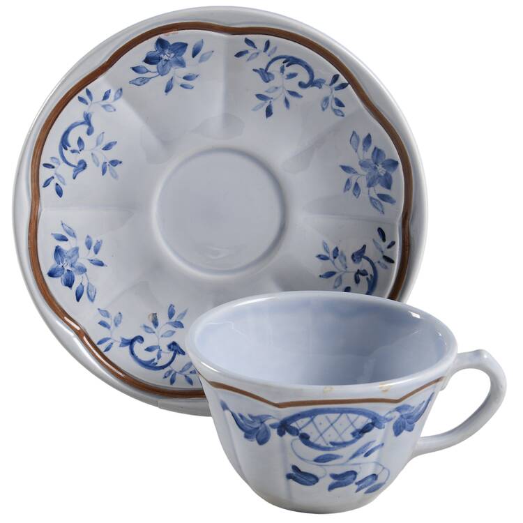 Normandie (Brown Band) Flat Cup & Saucer Set