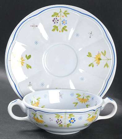 Printemps Flat Cream Soup Bowl & Saucer Set