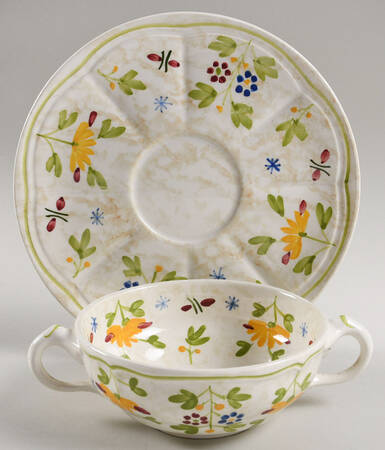 St. Tropez Flat Cream Soup Bowl & Saucer Set