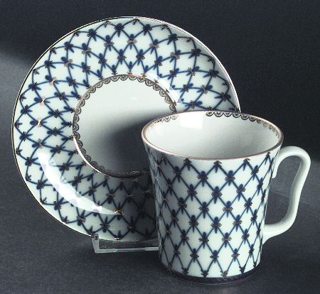 Cobalt Net Mug & Saucer Set