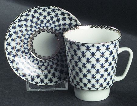 Cobalt Net May Flat Cup & Saucer Set