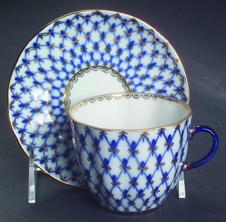 Cobalt Net Flat Demitasse Cup & Saucer Set