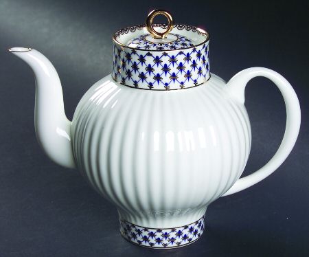 Cobalt Net Wave Shape Teapot & Lid