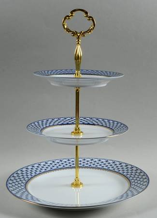 Cobalt Net 3-Tiered Serving Tray (DP, SP, BB)