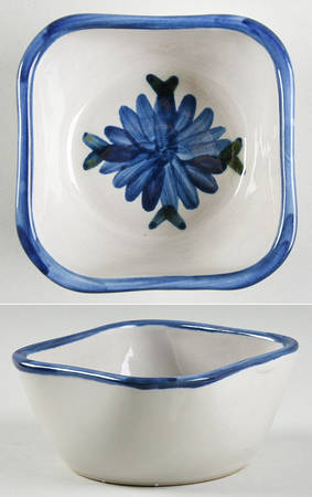 Bachelor Button 4" Square Bowl