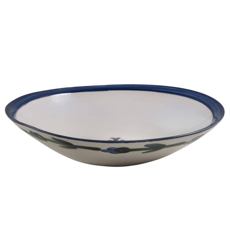 Bachelor Button 12" Shallow Round Bowl