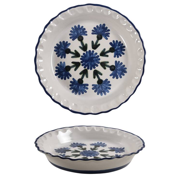 Bachelor Button Ruffled Edge Pie Serving Plate