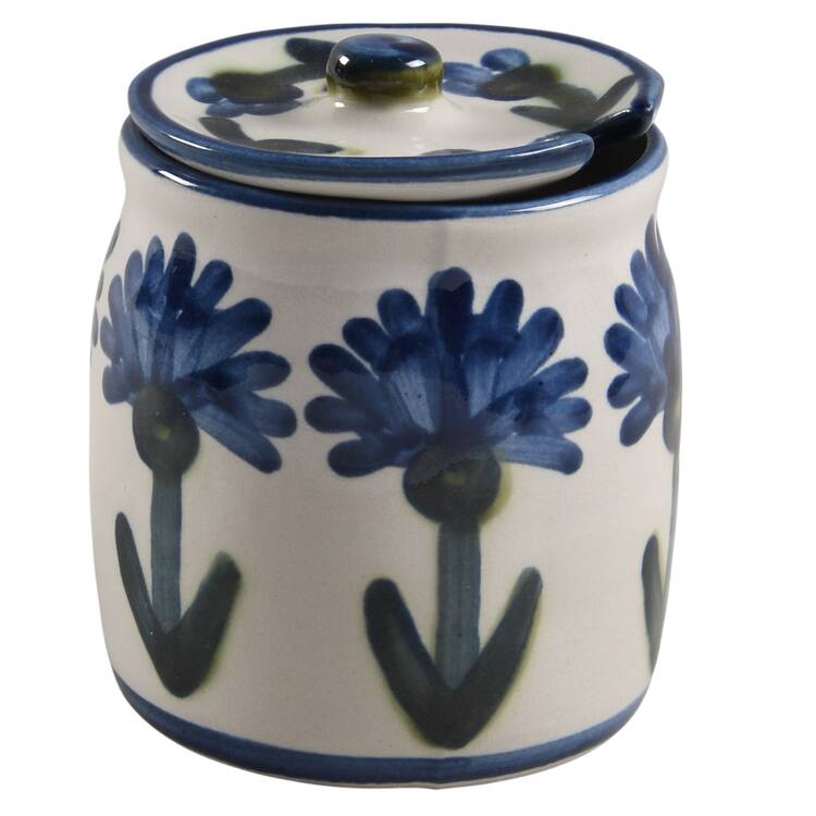 Bachelor Button Honey Pot & Lid