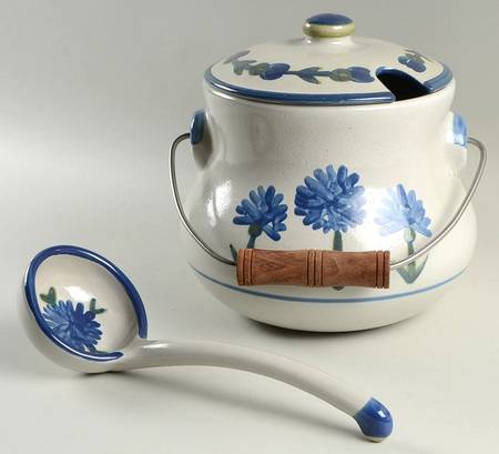 Bachelor Button Tureen & Lid W/Ladle