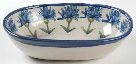 Bachelor Button 9" Oval Vegetable Bowl