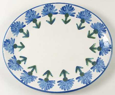 Bachelor Button 15" Oval Serving Platter