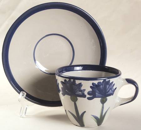 Bachelor Button Flat Cup & Saucer Set