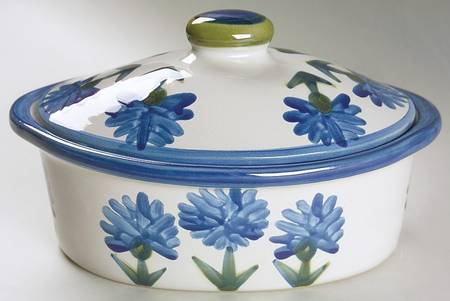 Bachelor Button 1 Quart Oval Covered Casserole