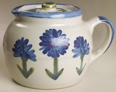 Bachelor Button Bean Pot & Lid
