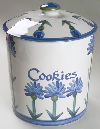 Bachelor Button Cookie Jar & Lid
