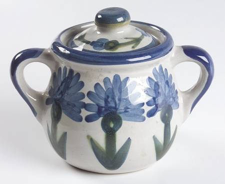 Bachelor Button Sugar Bowl & Lid