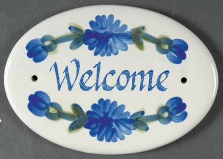 Bachelor Button "Welcome" Wall Plaque