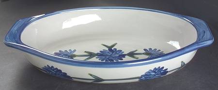 Bachelor Button 14" Oval Baker