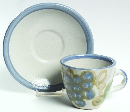 Blue Grape Flat Cup & Saucer Set