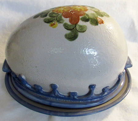 Country Flower Blue Domed Platter