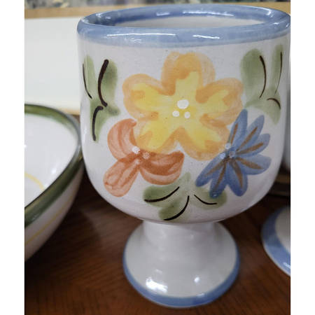 Country Flower Blue 12 Oz China Goblet