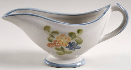 Country Flower Blue Gravy Boat