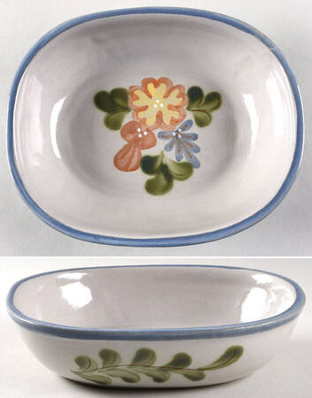 Country Flower Blue 8" Oval Vegetable Bowl