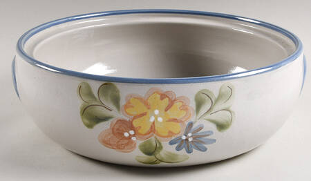 Country Flower Blue 4 Quart Round Casserole No Lid
