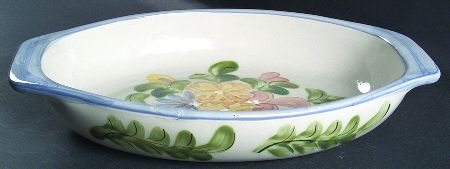 Country Flower Blue 14" Oval Baker