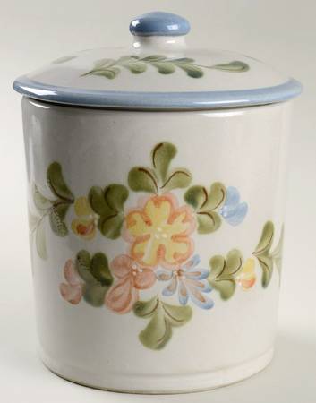Country Flower Blue Large Canister & Lid